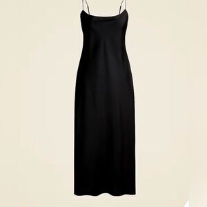 J. Crew Gwyneth Black Cupro Blend Slip Midi Dress Women's size 12